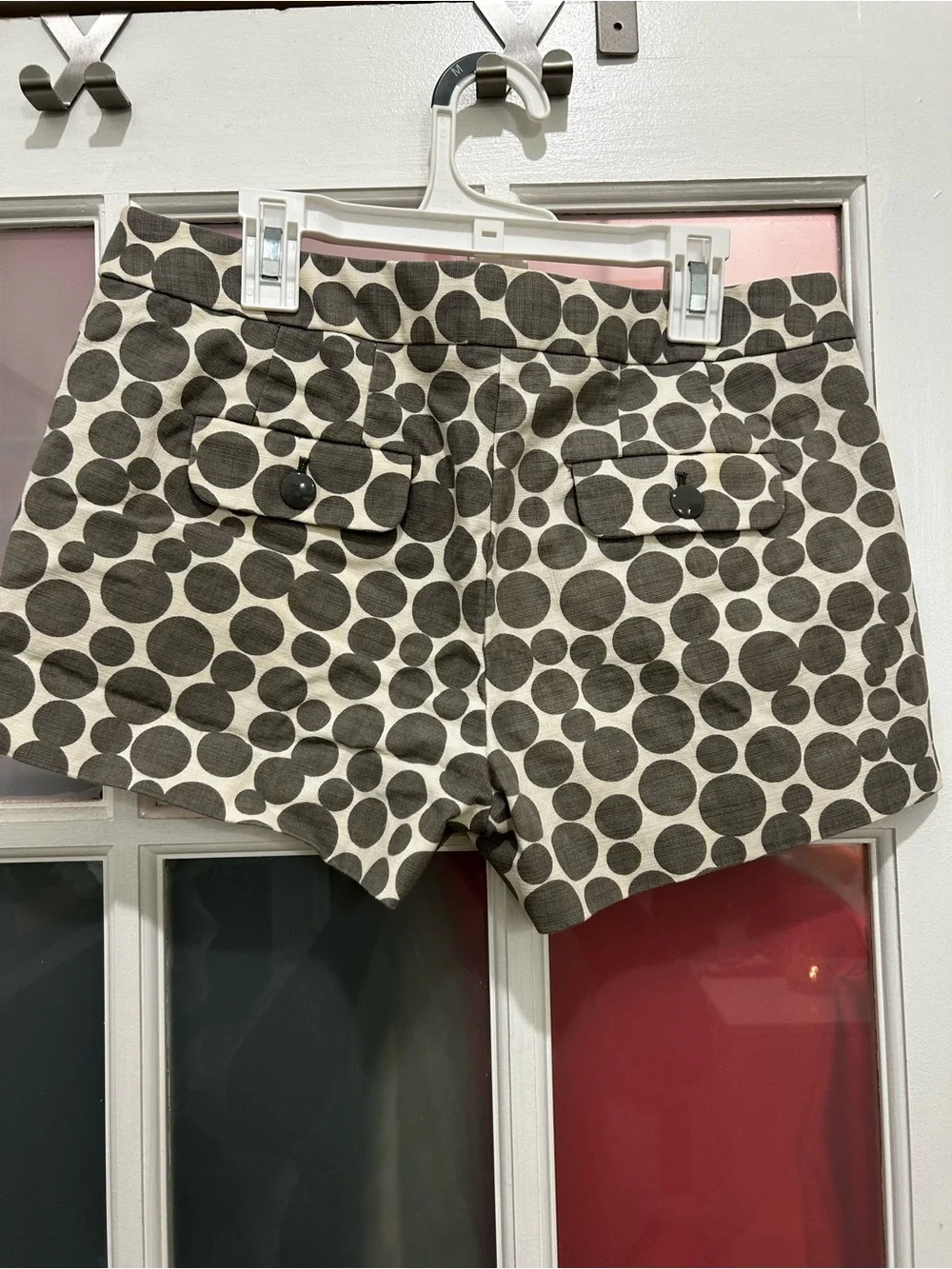J. Crew Jubilee Shorts  Gray Ivory Deco Dots Cotton Twill Size 4